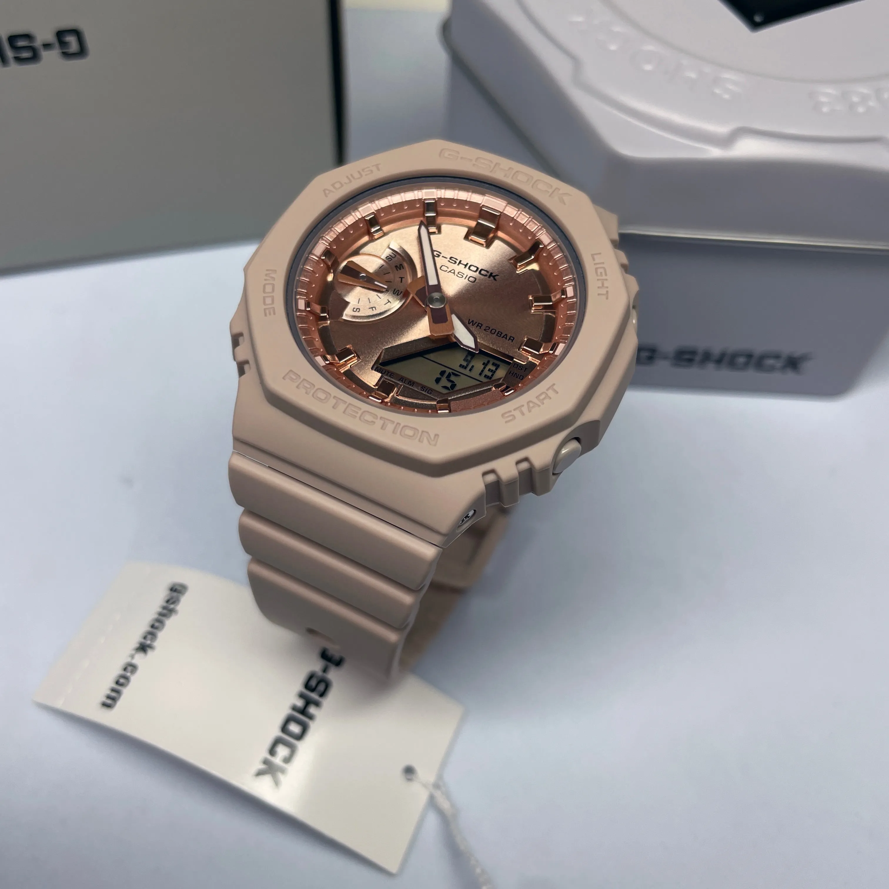 Casio G-Shock GMAS2100 “Mini CasiOak” Blush Pink Metallic Gold Watch GMAS2100MD-4A