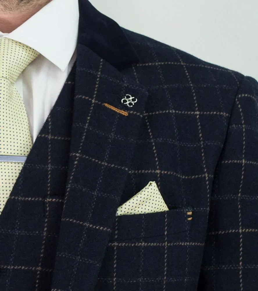 Cavani Shelby Navy Tweed 3 Piece Suit