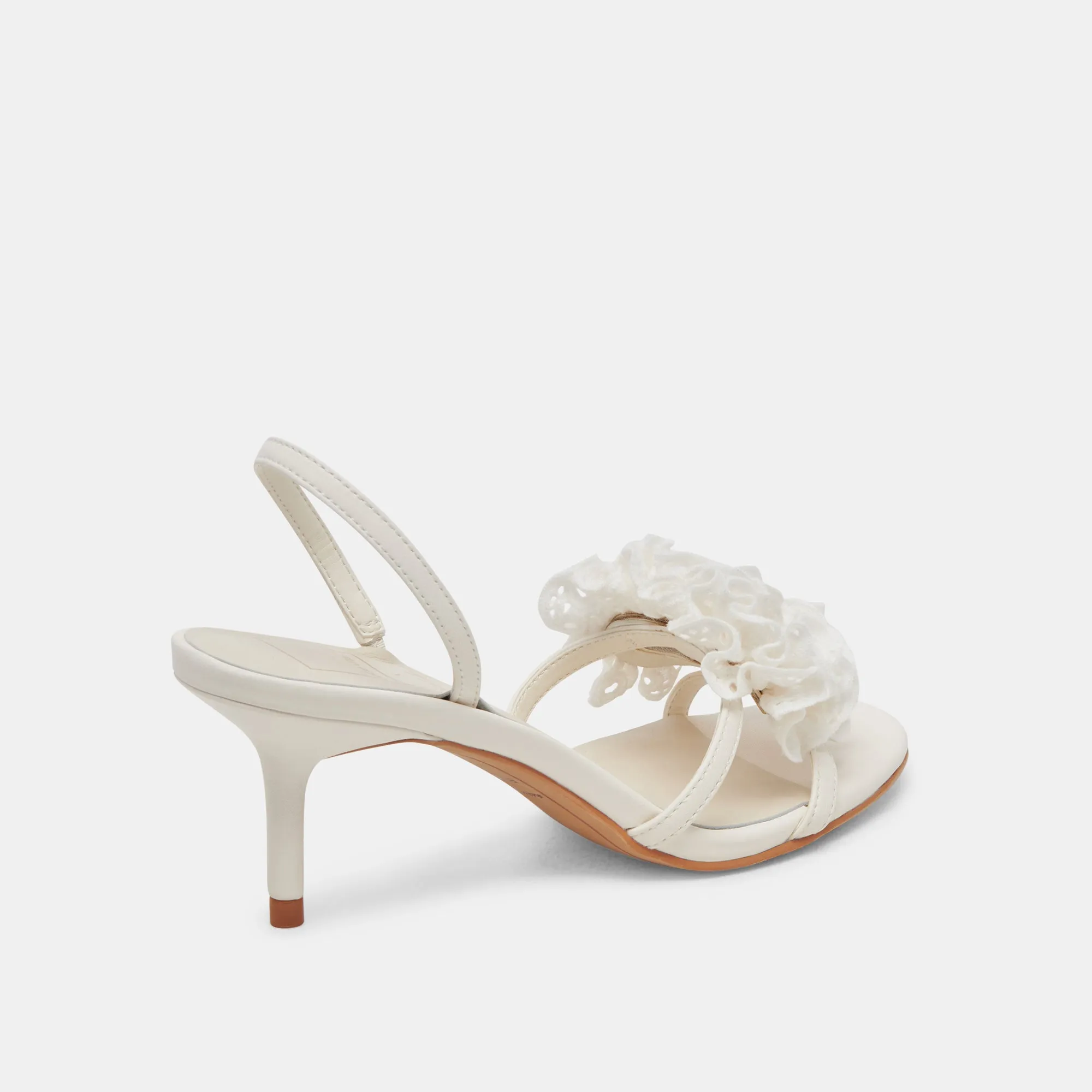 CECILA HEELS WHITE FLORAL EYELET