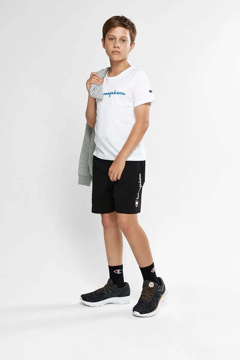 CHAMPION JUNIOR SCRIPT BLACK JERSEY SHORTS