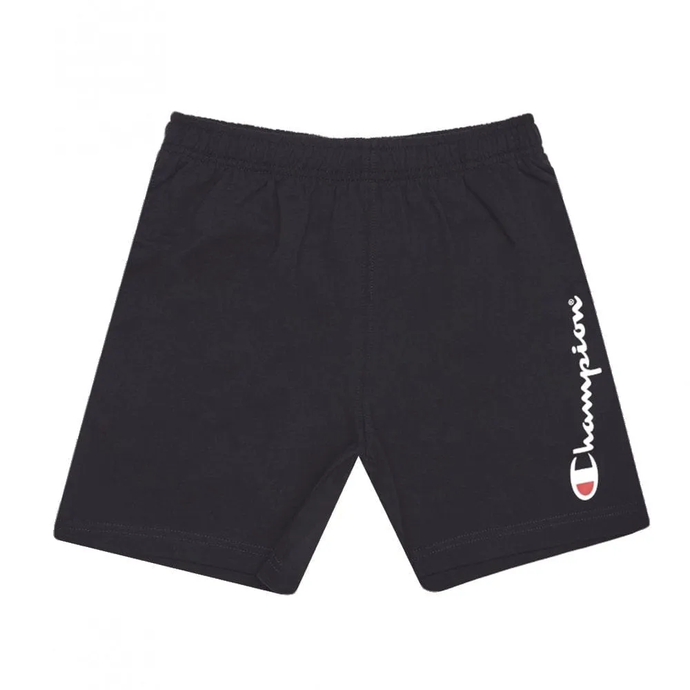 CHAMPION JUNIOR SCRIPT BLACK JERSEY SHORTS