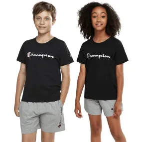 CHAMPION JUNIOR SCRIPT BLACK SHORT SLEEVE TEE