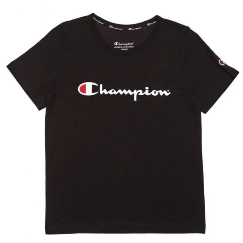 CHAMPION JUNIOR SCRIPT BLACK SHORT SLEEVE TEE