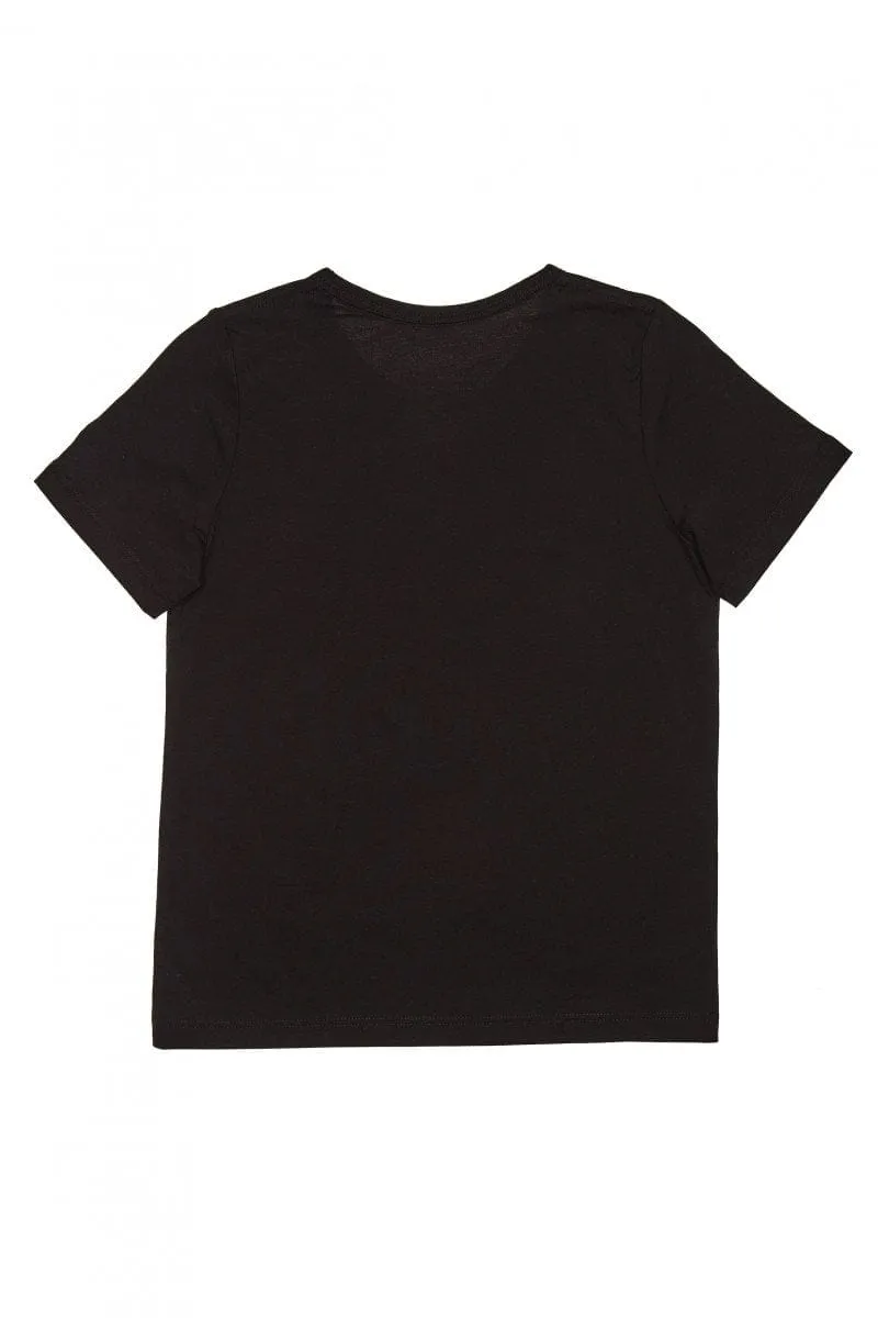 CHAMPION JUNIOR SCRIPT BLACK SHORT SLEEVE TEE