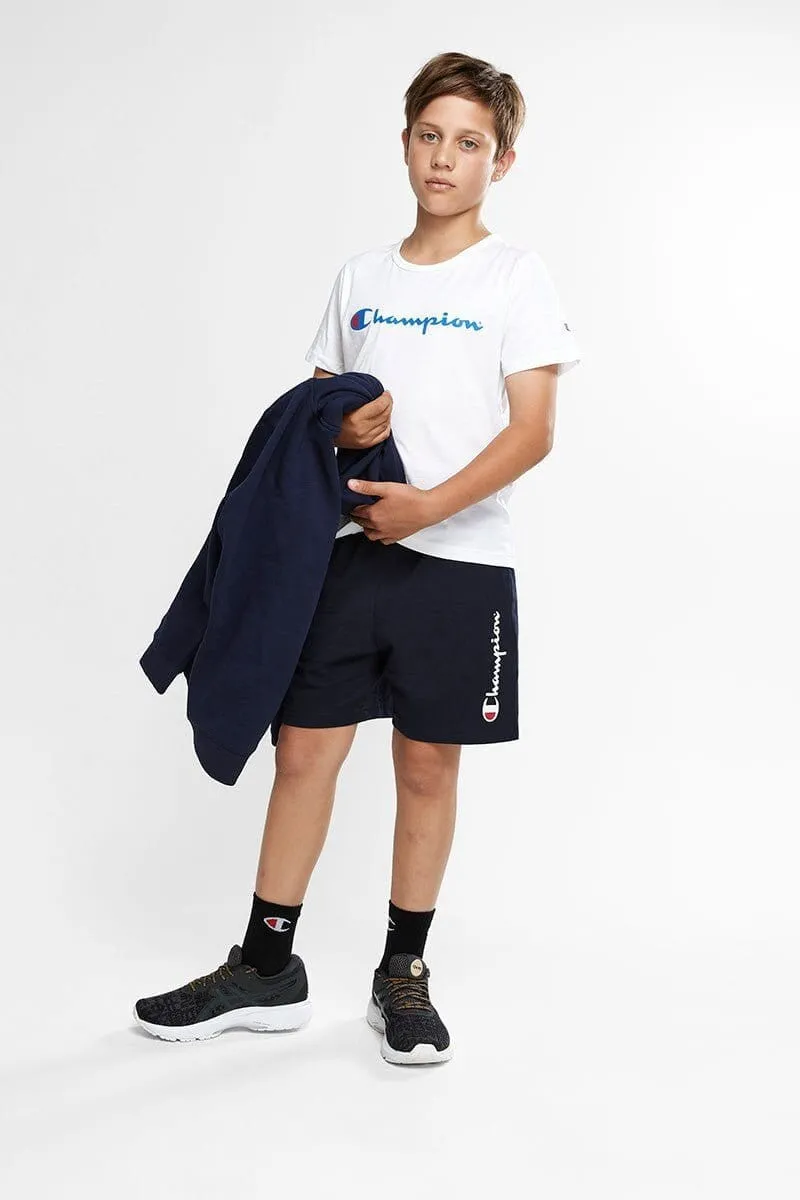 CHAMPION JUNIOR SCRIPT JERSEY NAVY SHORTS