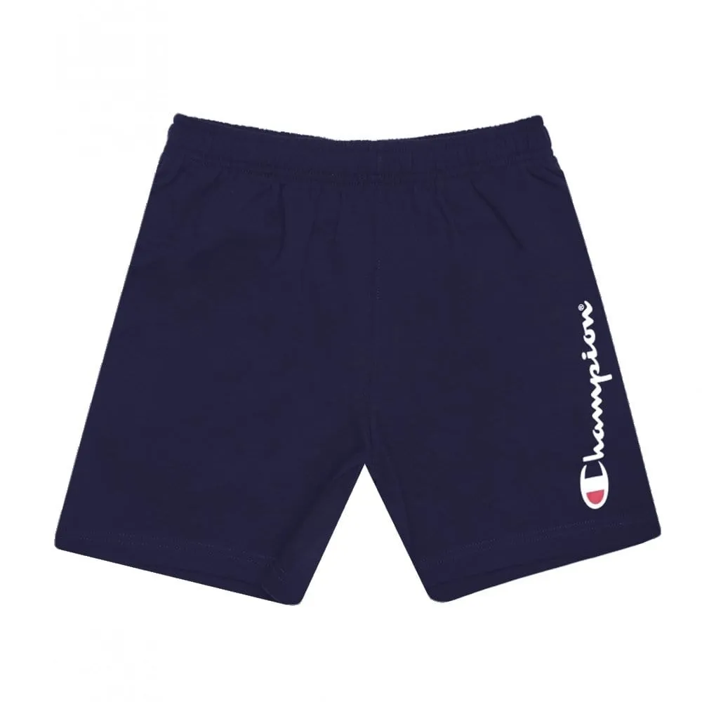 CHAMPION JUNIOR SCRIPT JERSEY NAVY SHORTS