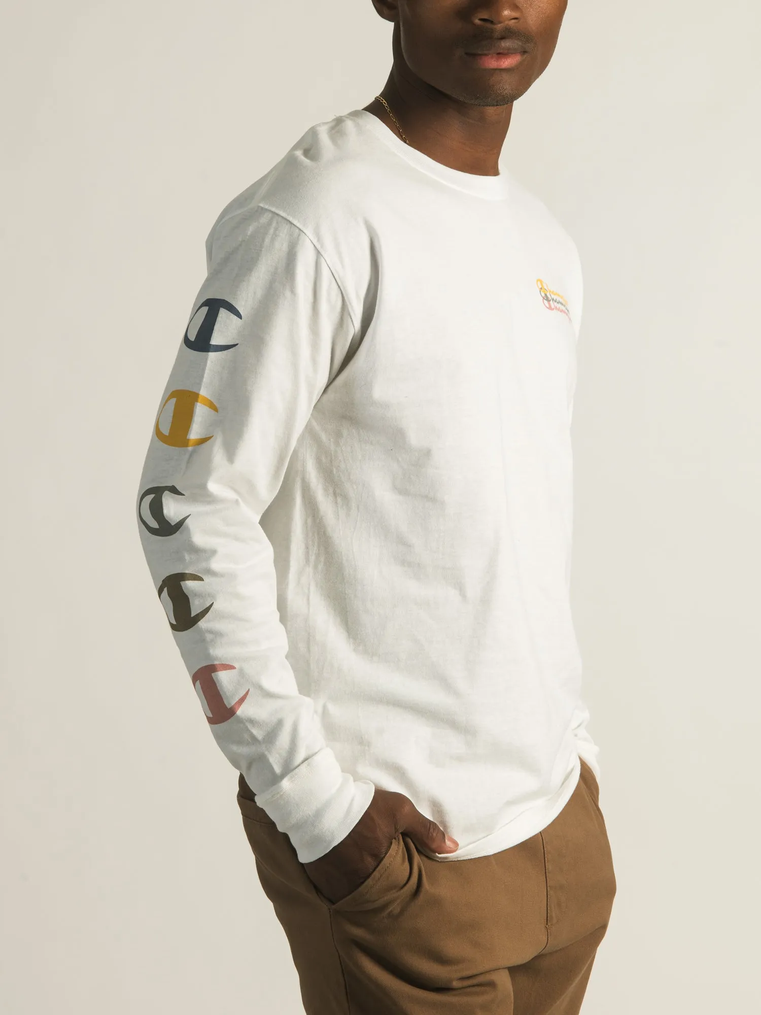 CHAMPION OVER SCRIPT LONG SLEEVE  - CLEARANCE