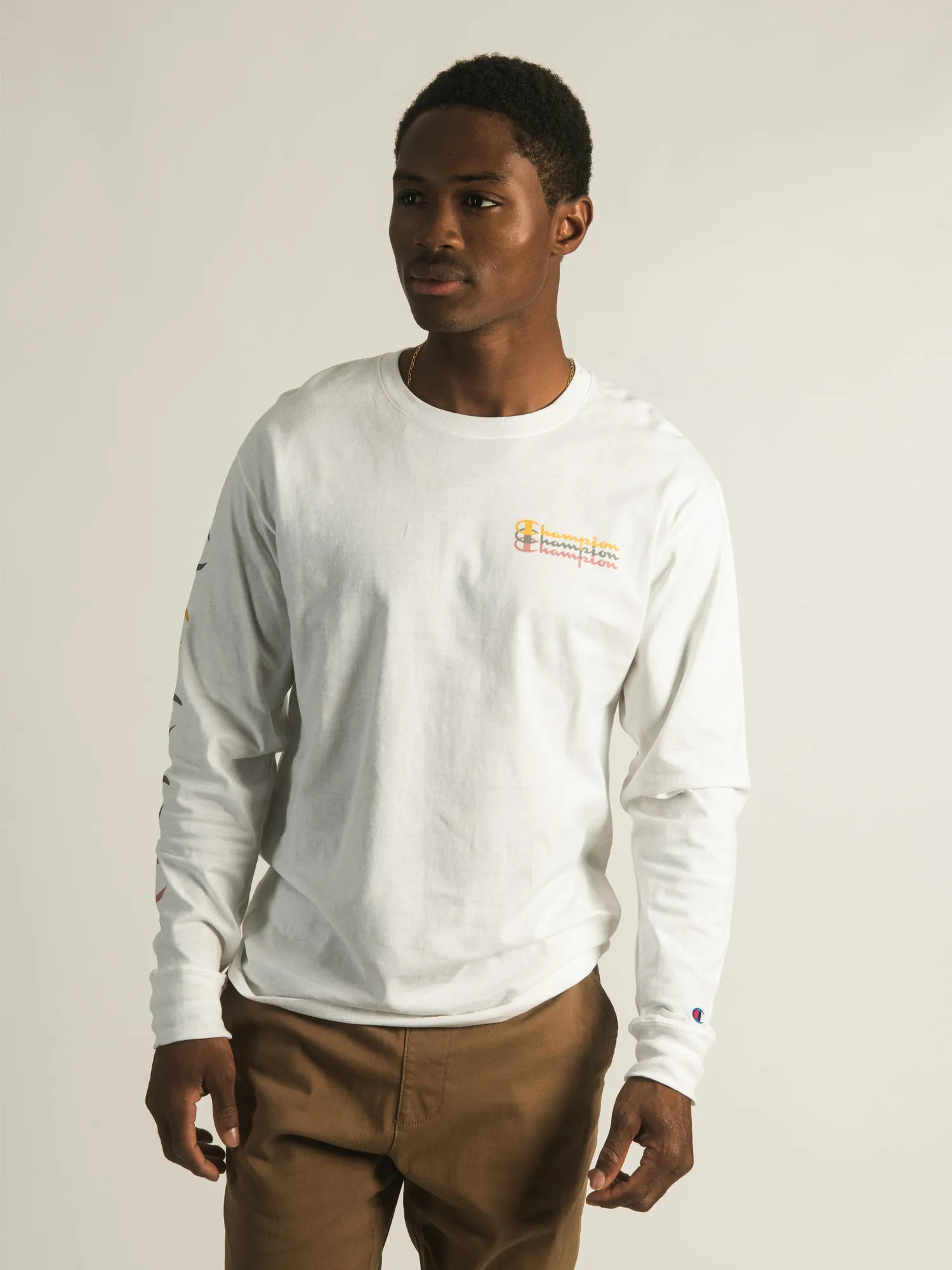 CHAMPION OVER SCRIPT LONG SLEEVE  - CLEARANCE