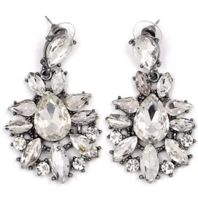 Chandelier Sparkle White Statement Earrings