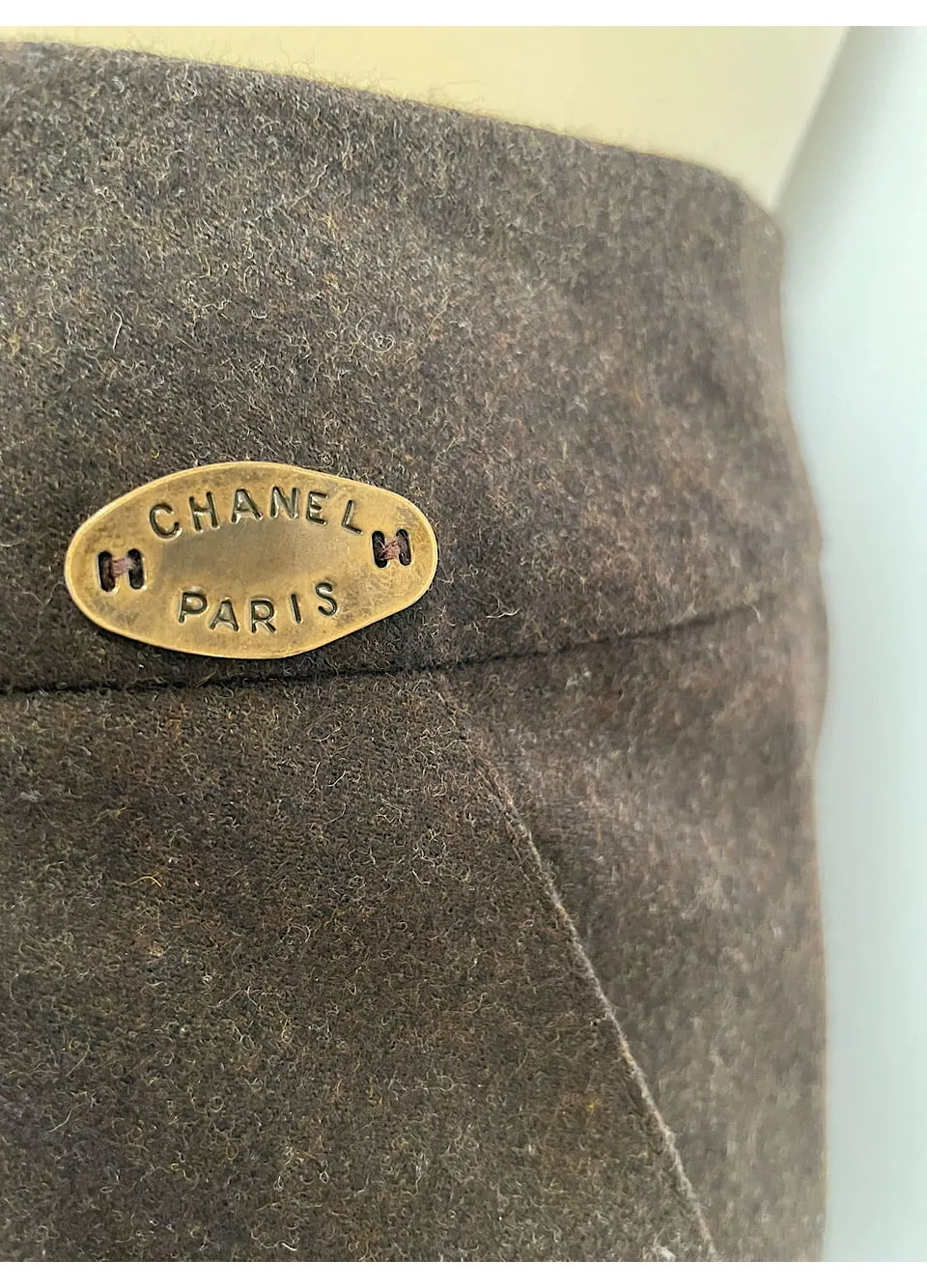 Chanel Vintage 99A 1999 Fall Brown Wool Pleated Skirt US 14