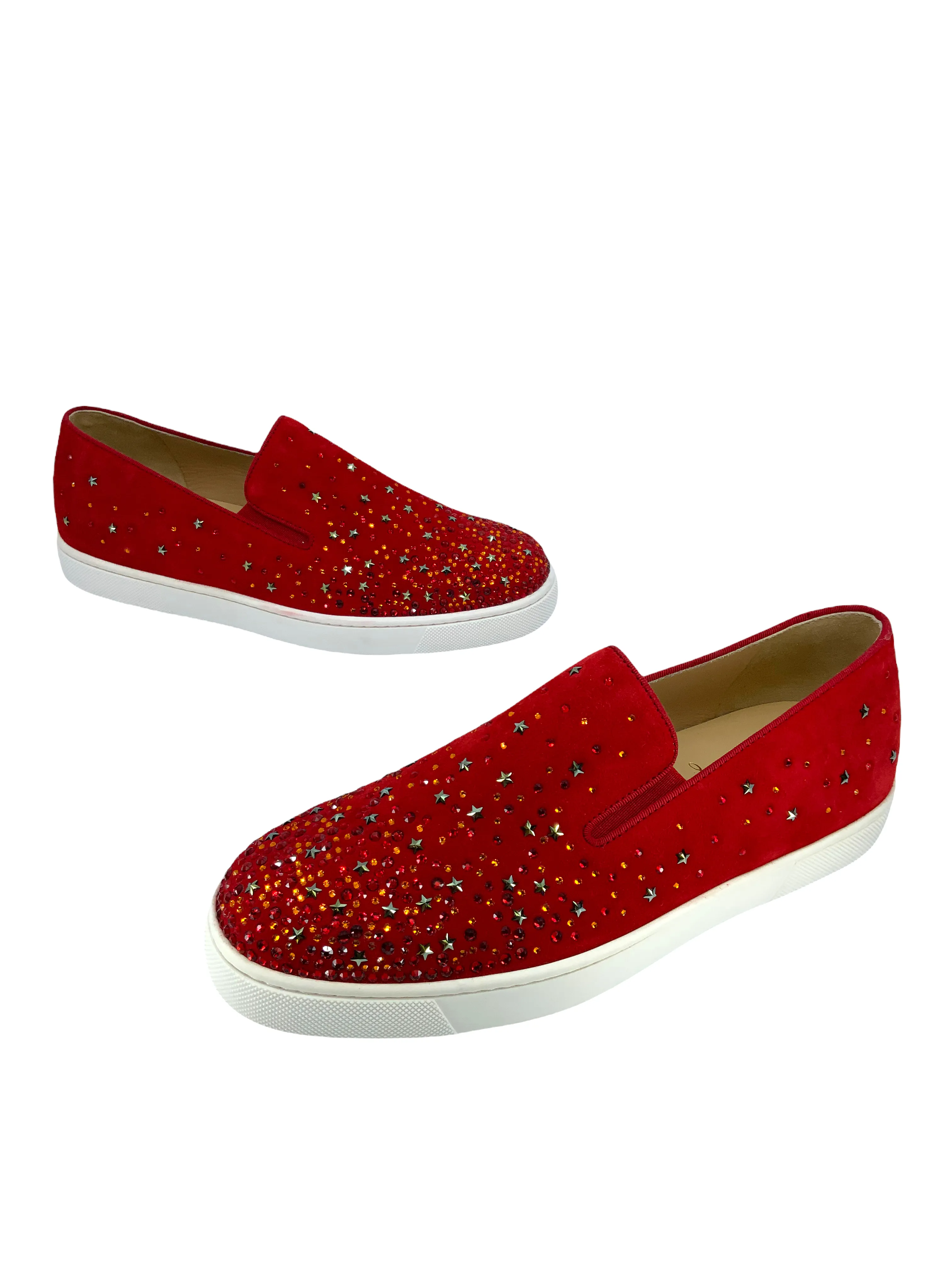 Christian Louboutin Suede Crystal Star Dolcita Boat Flats Size 9