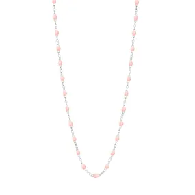 Classic Gigi Baby Pink necklace, White Gold, 17.7"