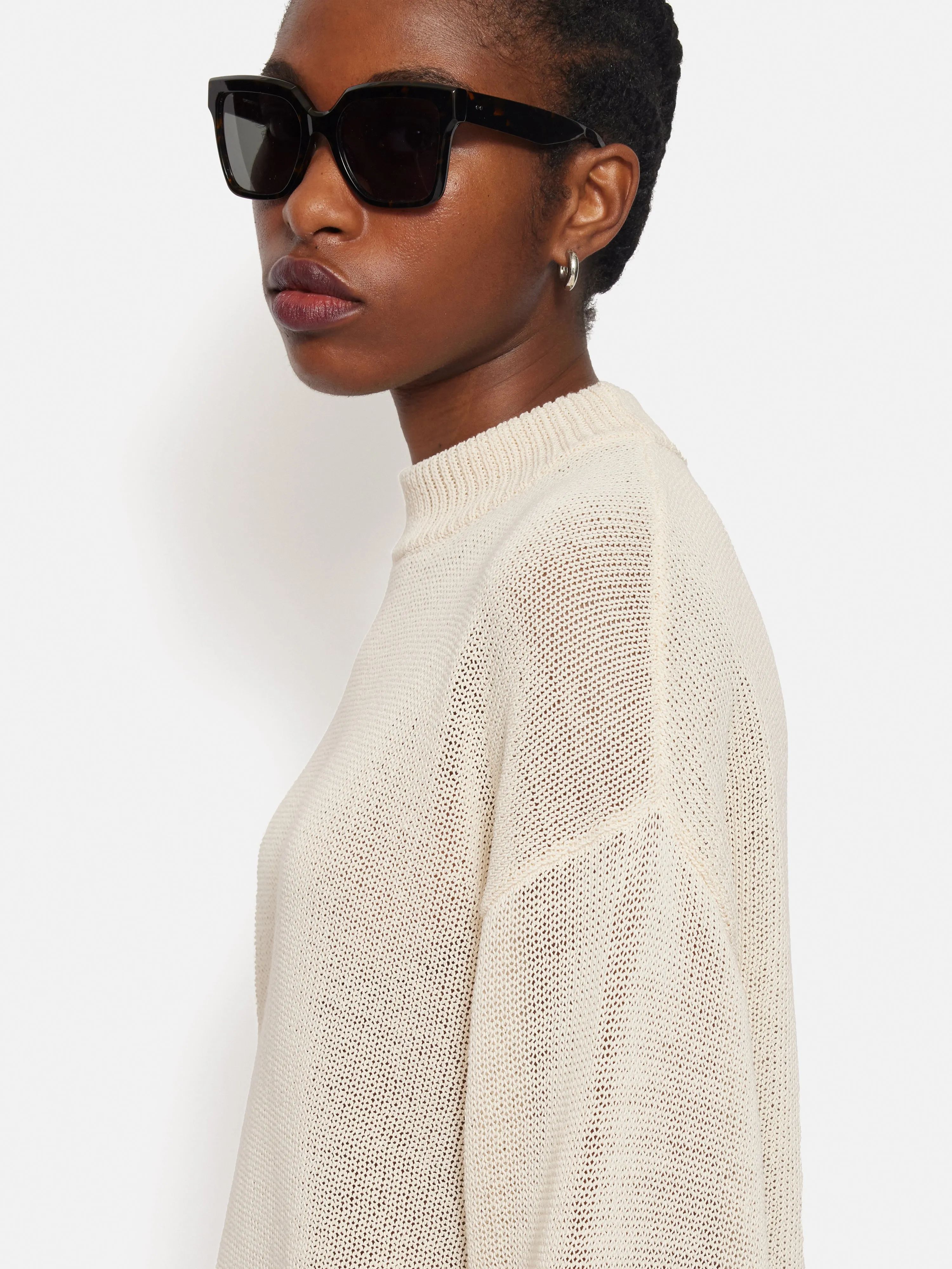 Corded Cotton Blend Jumper | Cream