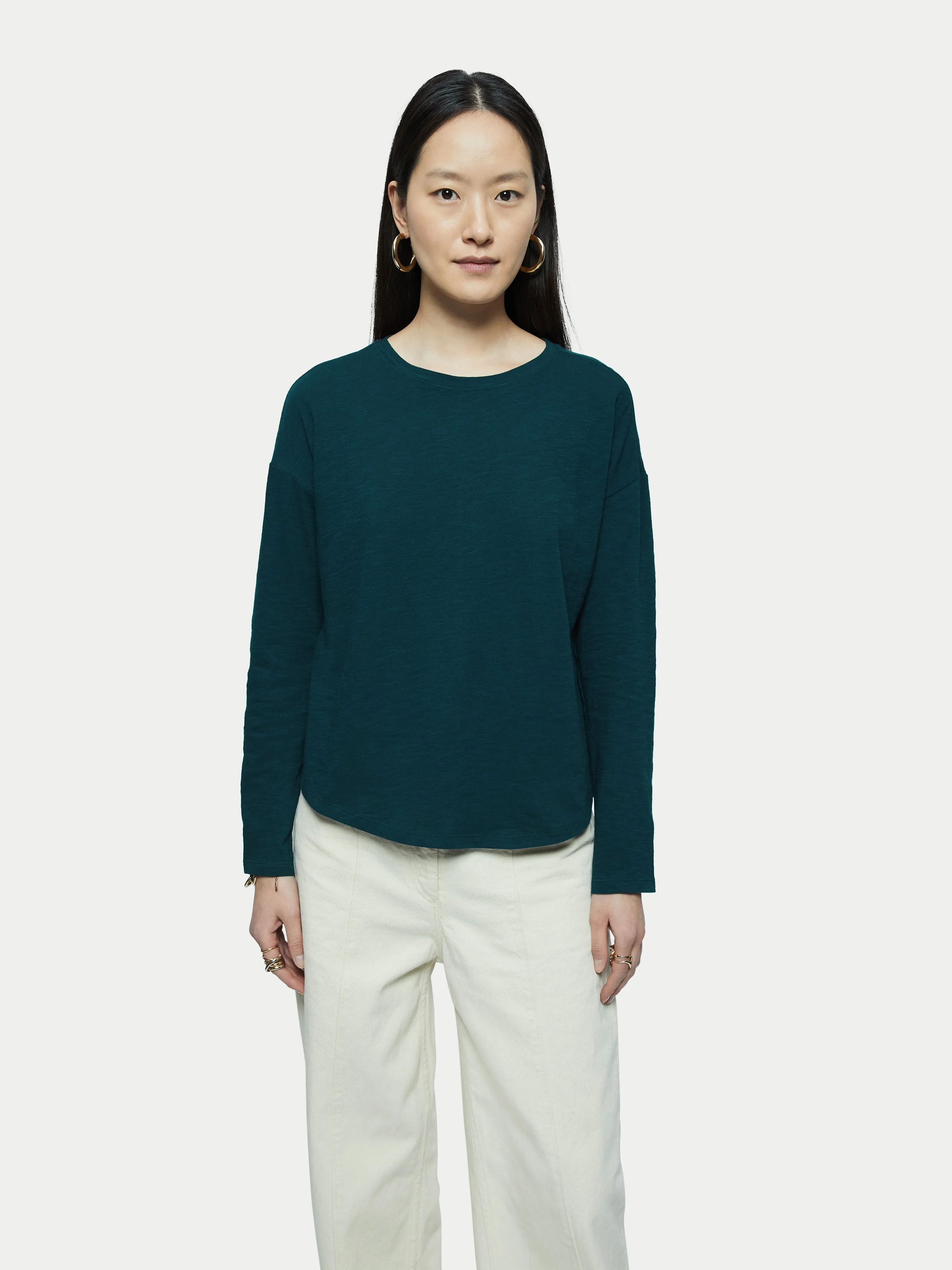 Cotton Slub Long Sleeve Tee | Green