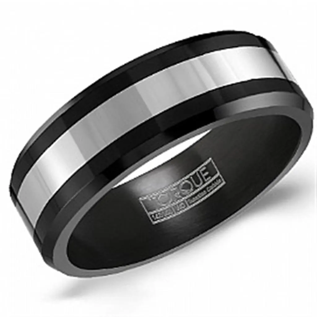 Crown Ring Black Ceramic Wedding Band