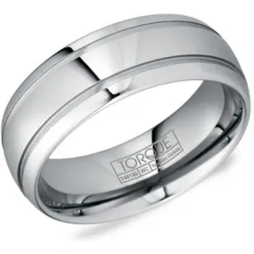 Crown Ring Torque Grey Tungsten 8mm Wedding Band