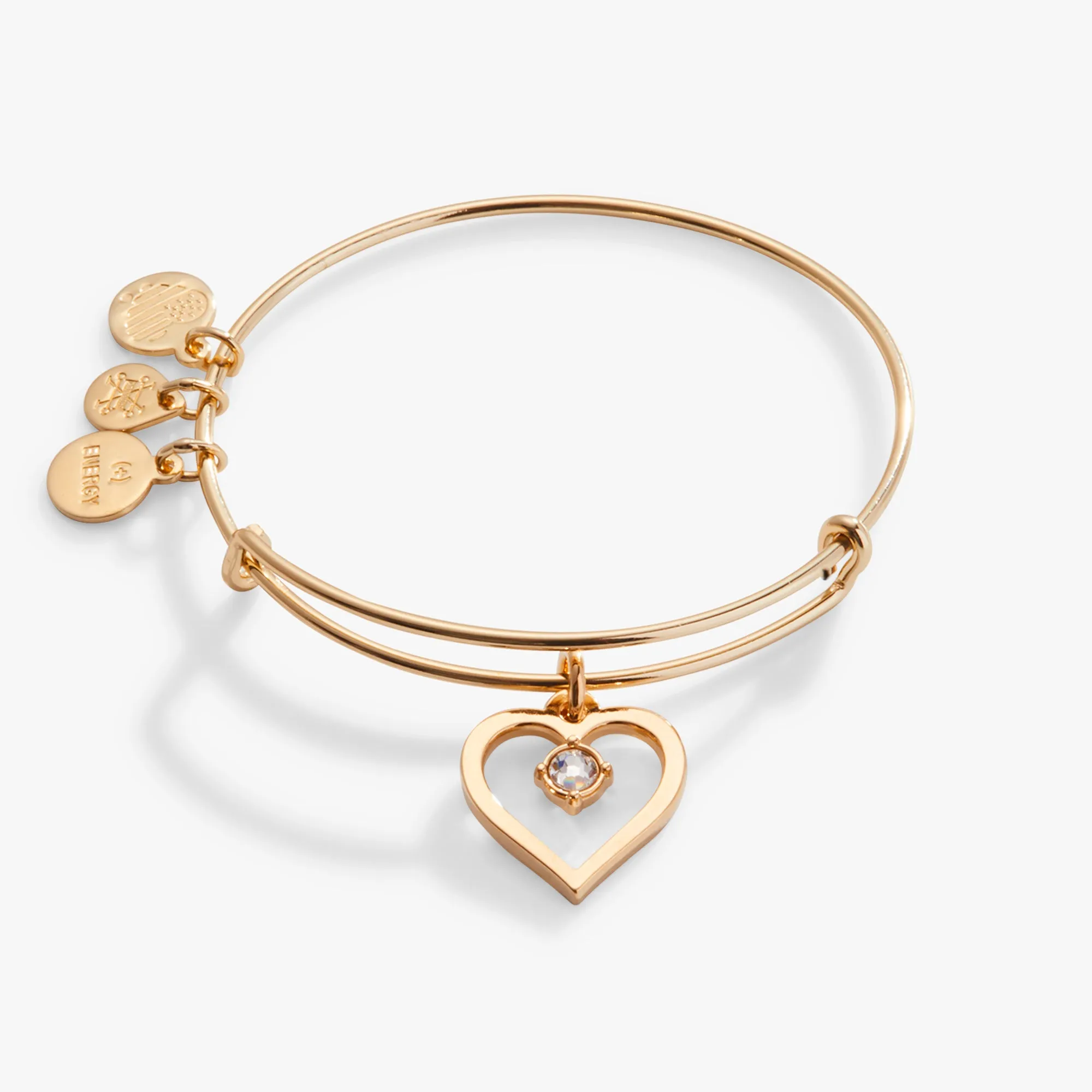 Crystal in Heart Charm Bangle Bracelet