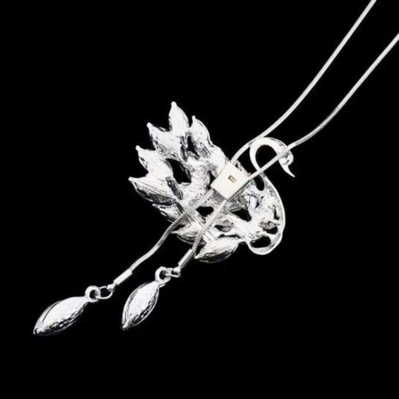 Crystalline Swan Sweater Necklace