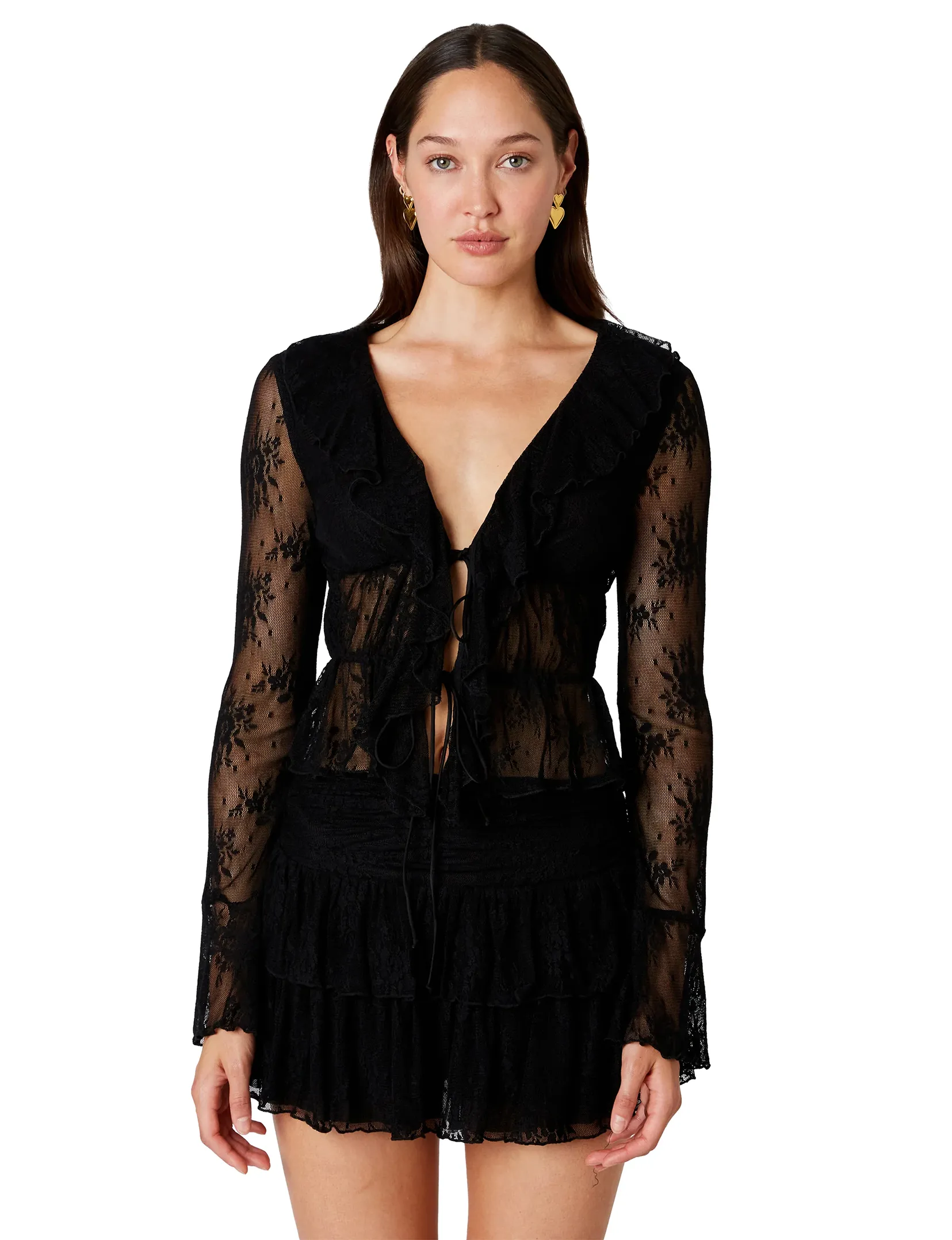 Cuba Lace Mesh Top, Black