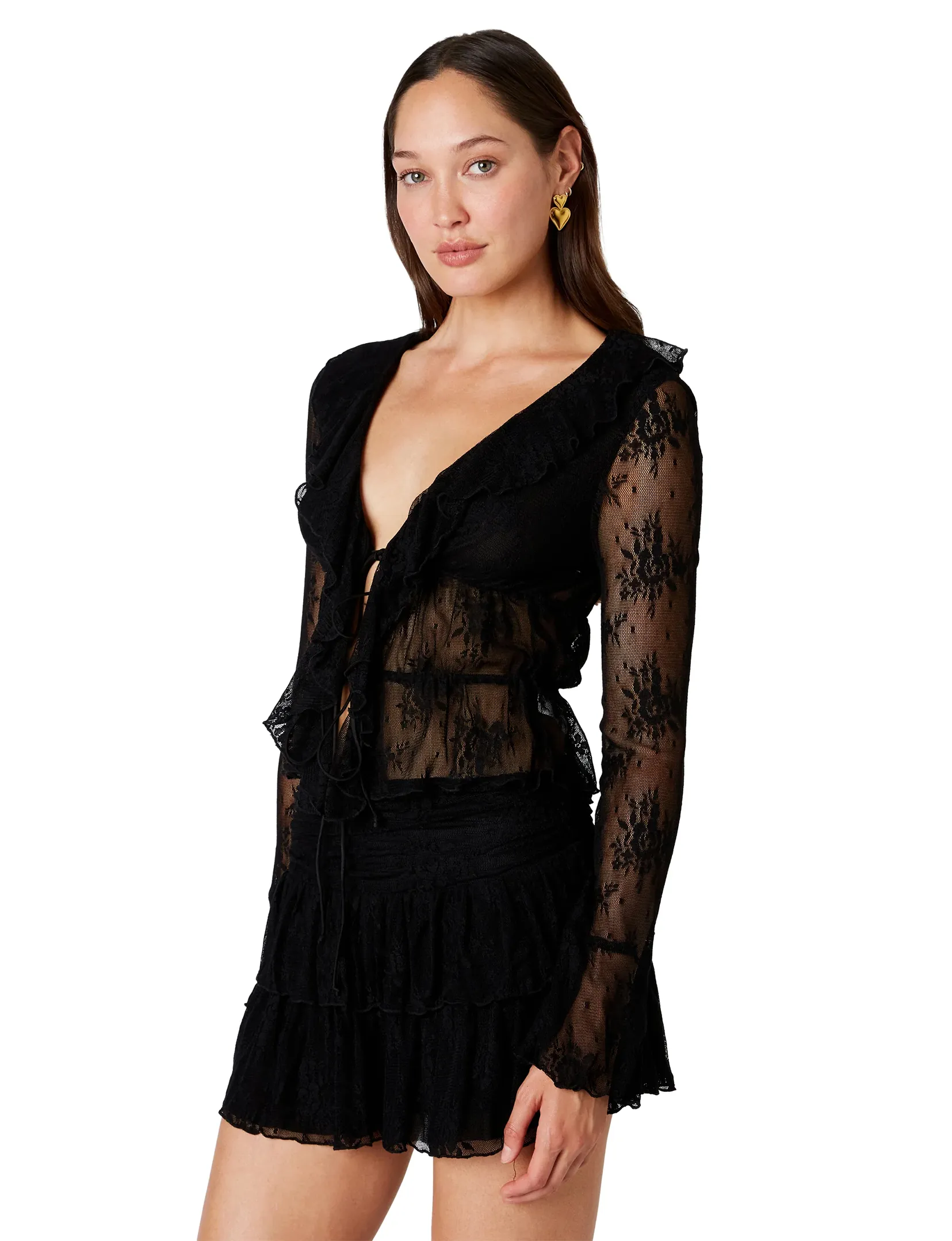 Cuba Lace Mesh Top, Black