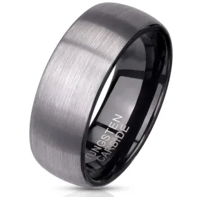 Custom Engraved Men's Tungsten Brushed Steel Promise Ring - Personalized Handwriting