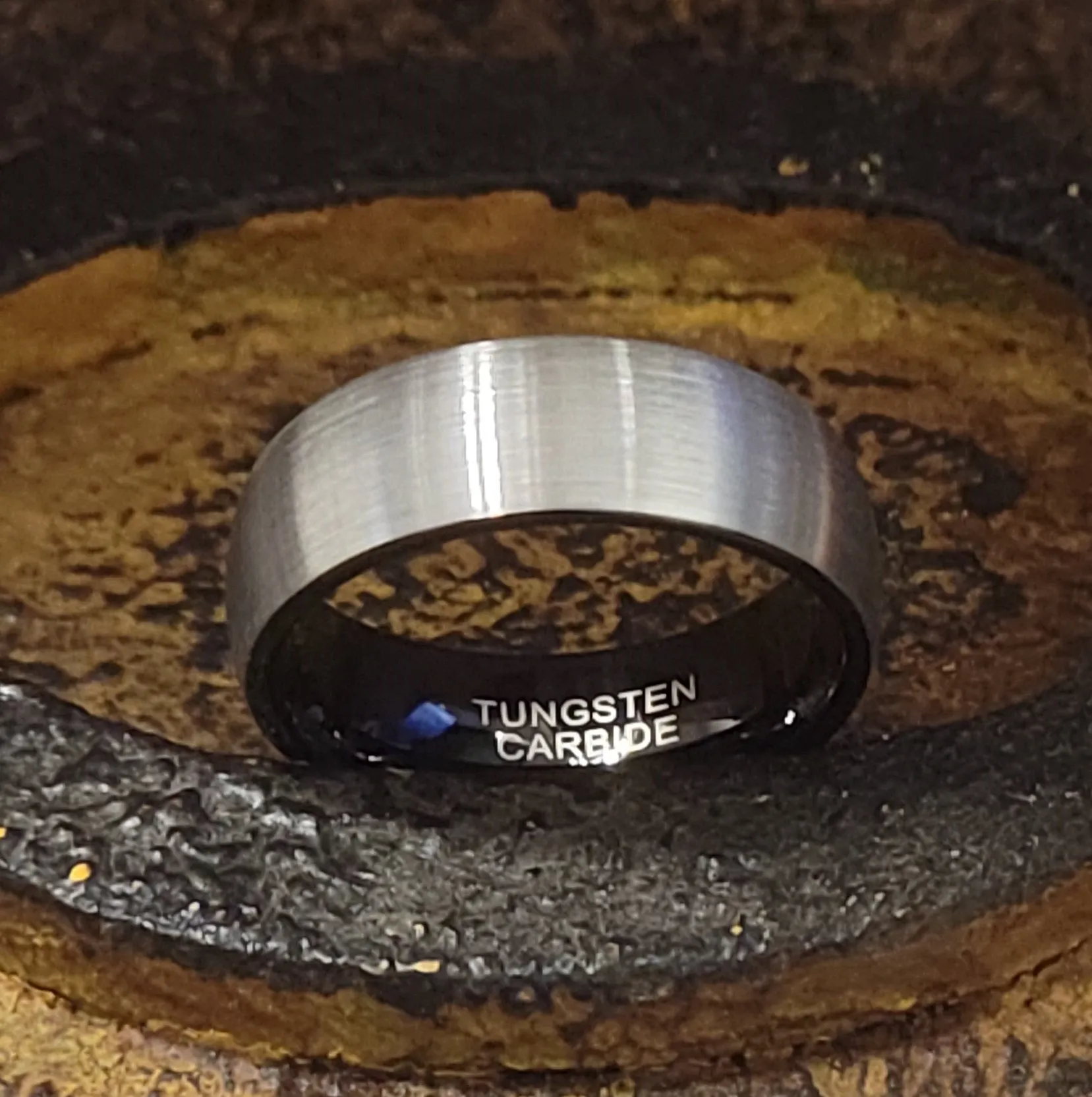 Custom Engraved Men's Tungsten Brushed Steel Promise Ring - Personalized Handwriting