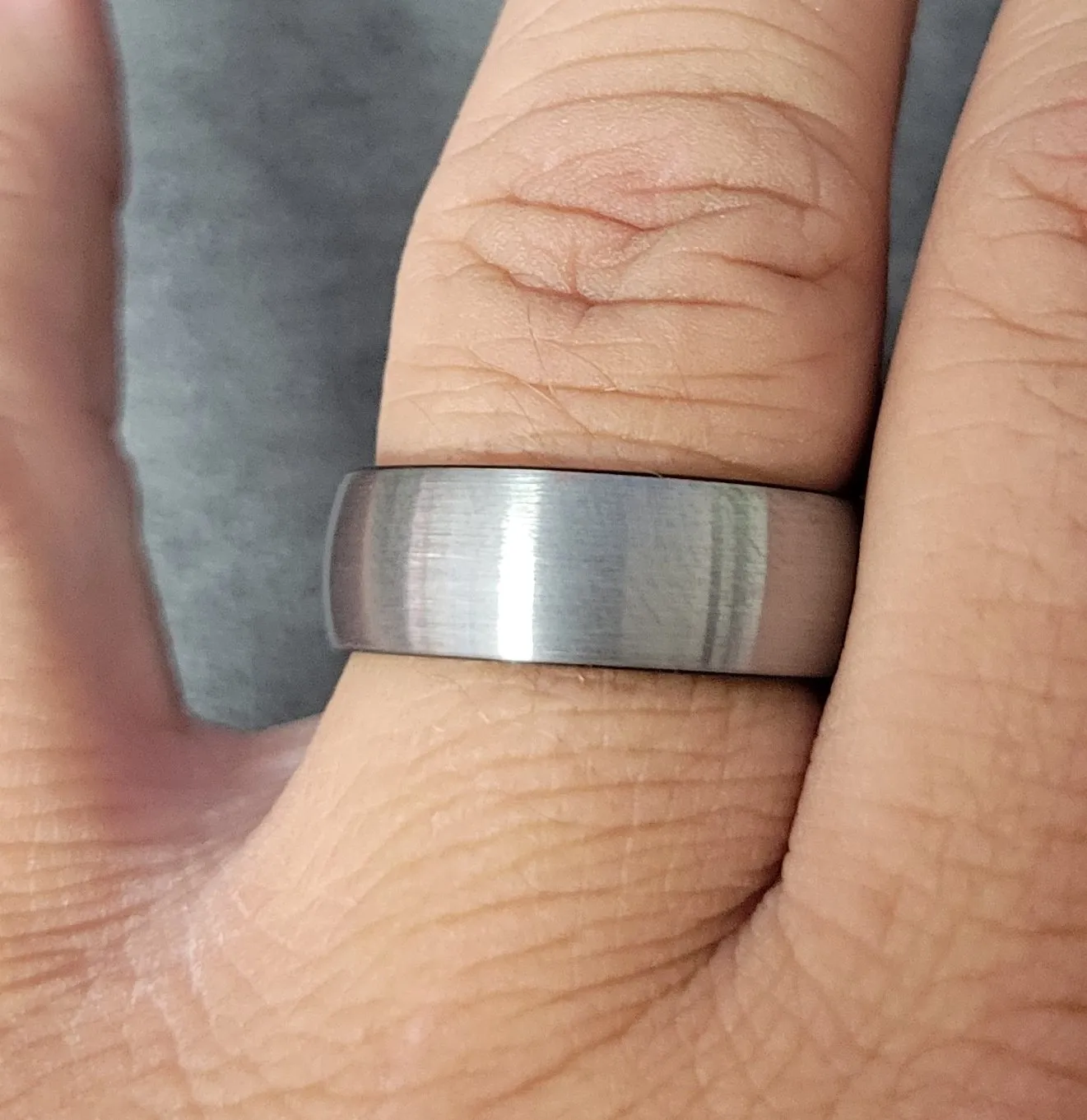 Custom Engraved Men's Tungsten Brushed Steel Promise Ring - Personalized Handwriting