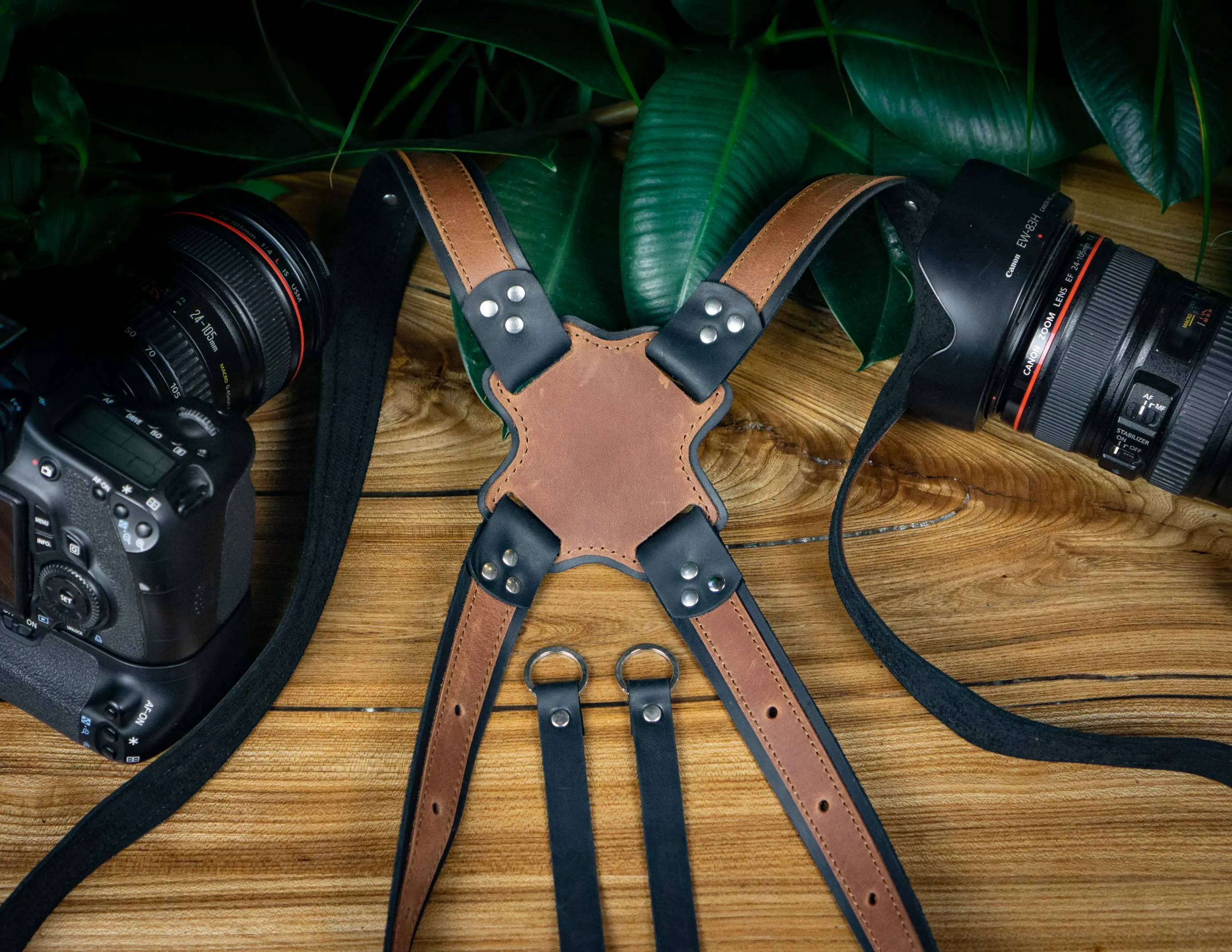 CUSTOM LEATHER CAMERA HARNESS | Dual camera straps | Personalized