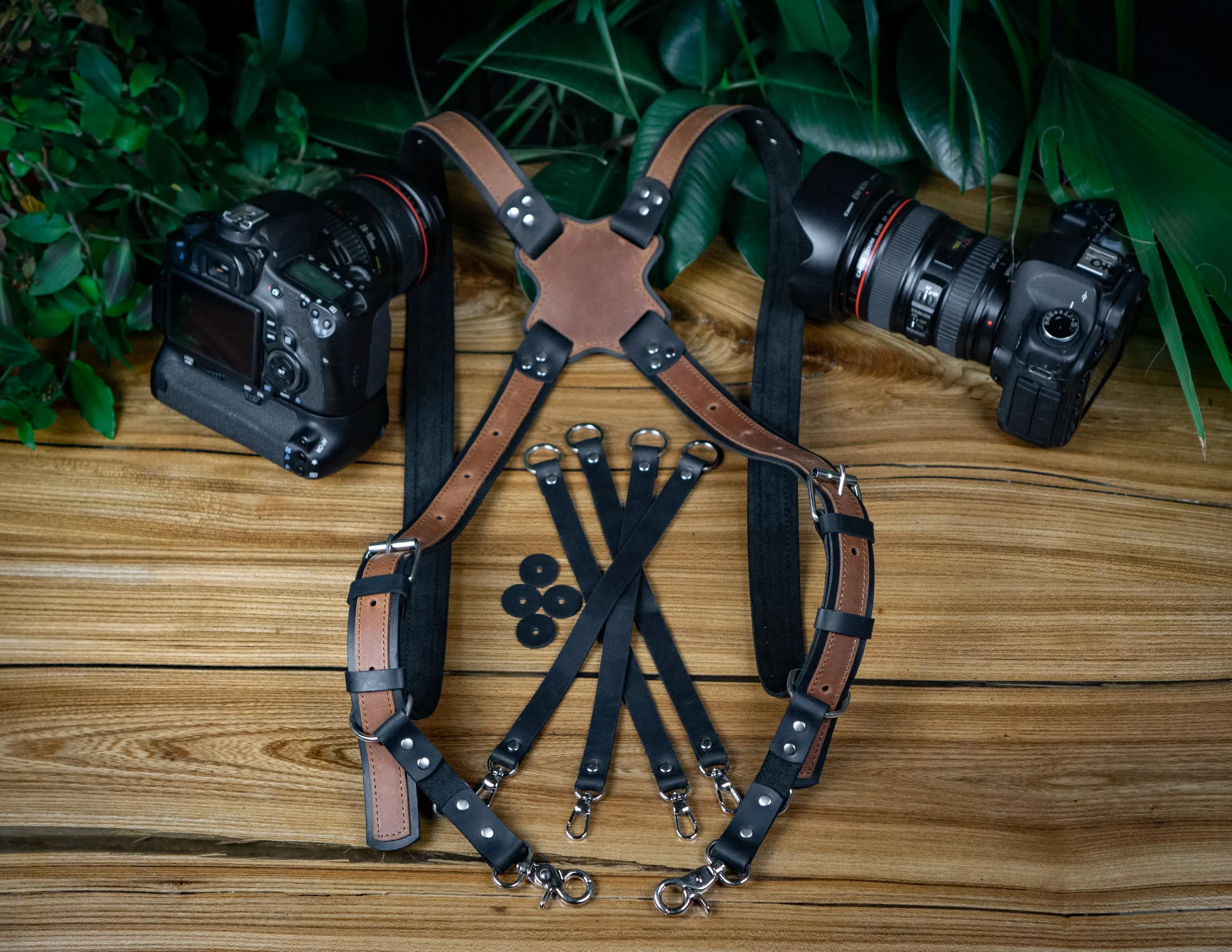 CUSTOM LEATHER CAMERA HARNESS | Dual camera straps | Personalized