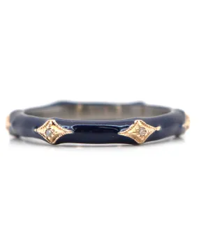 Dark Blue Enamel Ring Size 6.5 (18k)