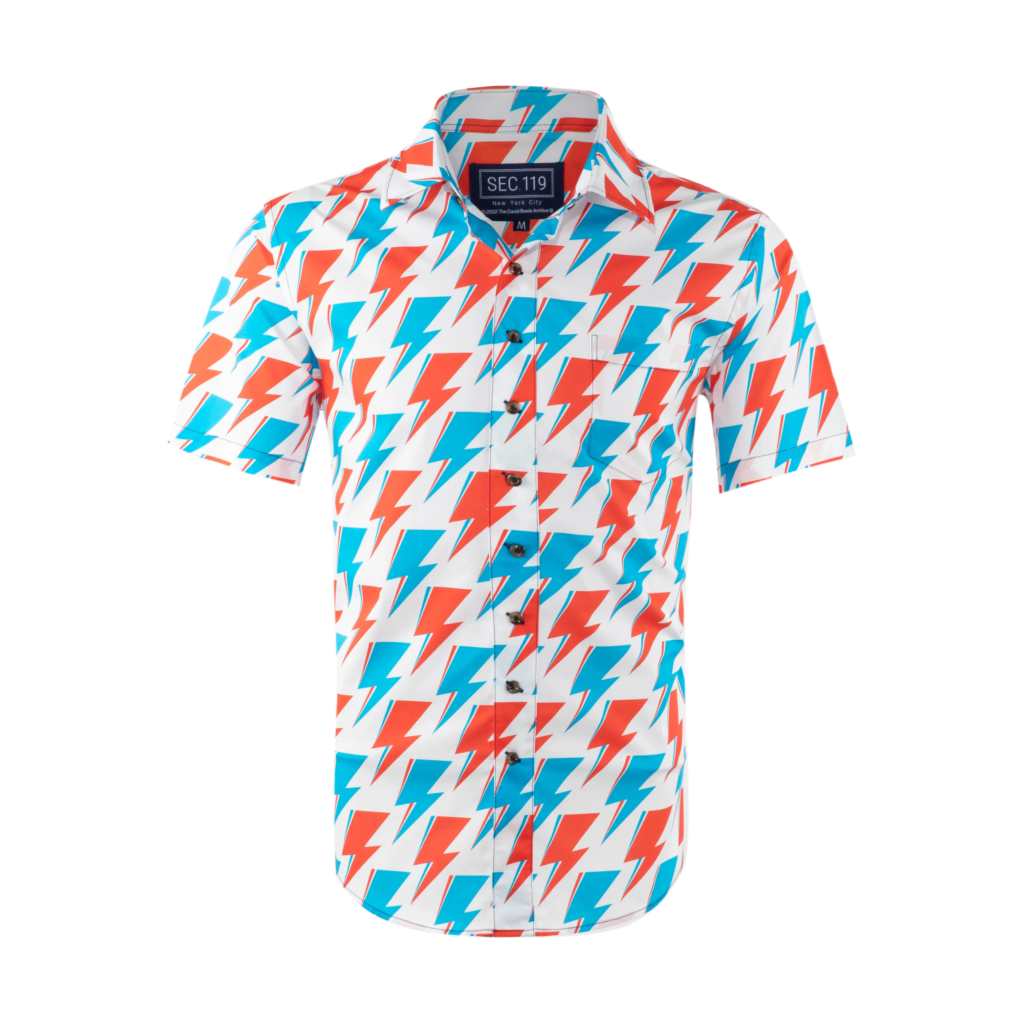 David Bowie Red and Blue Bolt Short Sleeve Shirt