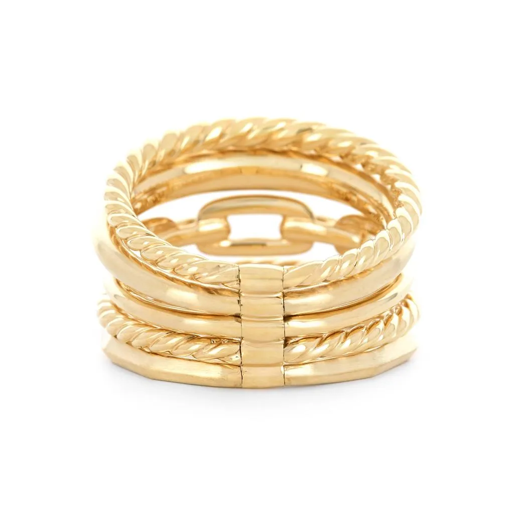 David Yurman 0.26ctw Stax Five Row Ring, Size 4.5 - 18k Yellow Gold