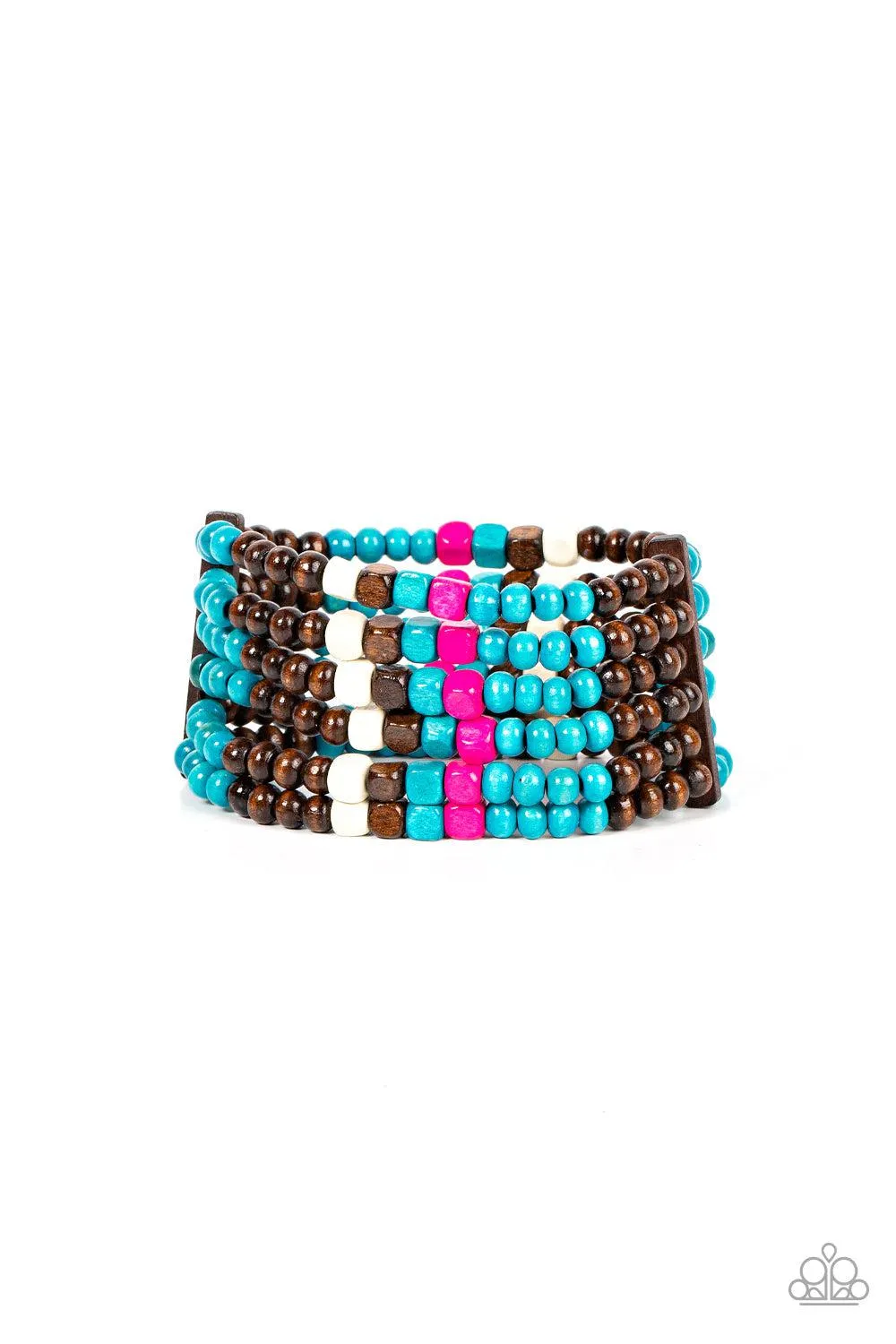 Dive into Maldives Turquoise Blue Wood Bracelet - Paparazzi Accessories