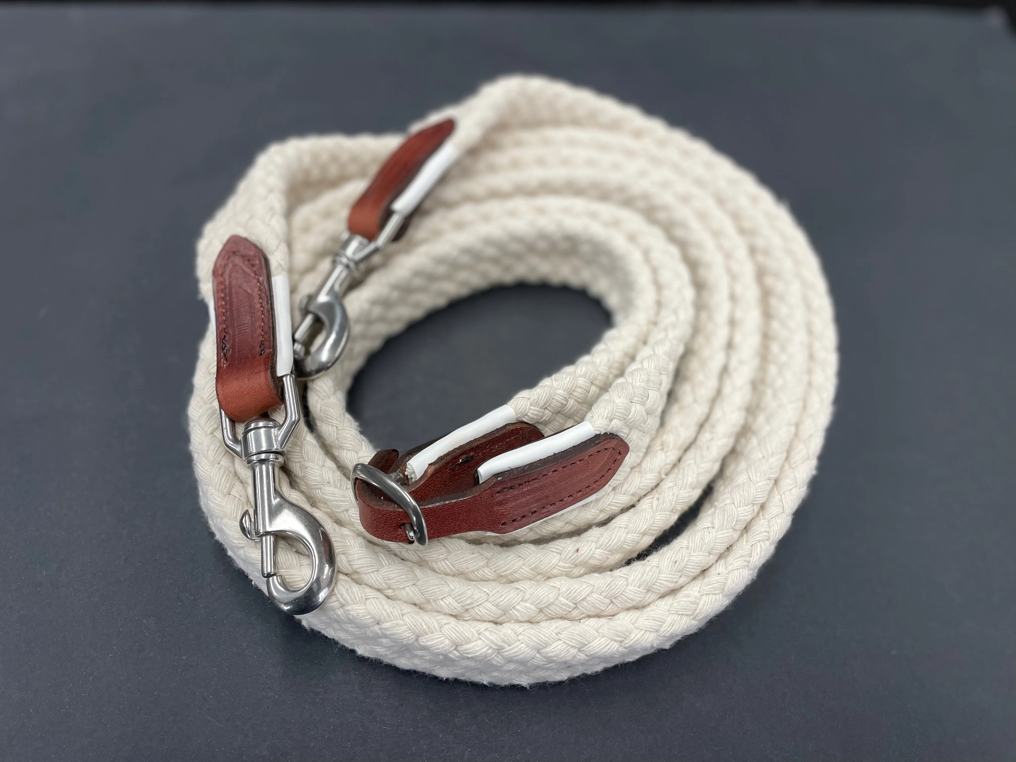 Drovers Saddlery Made Cotton Reins Joined