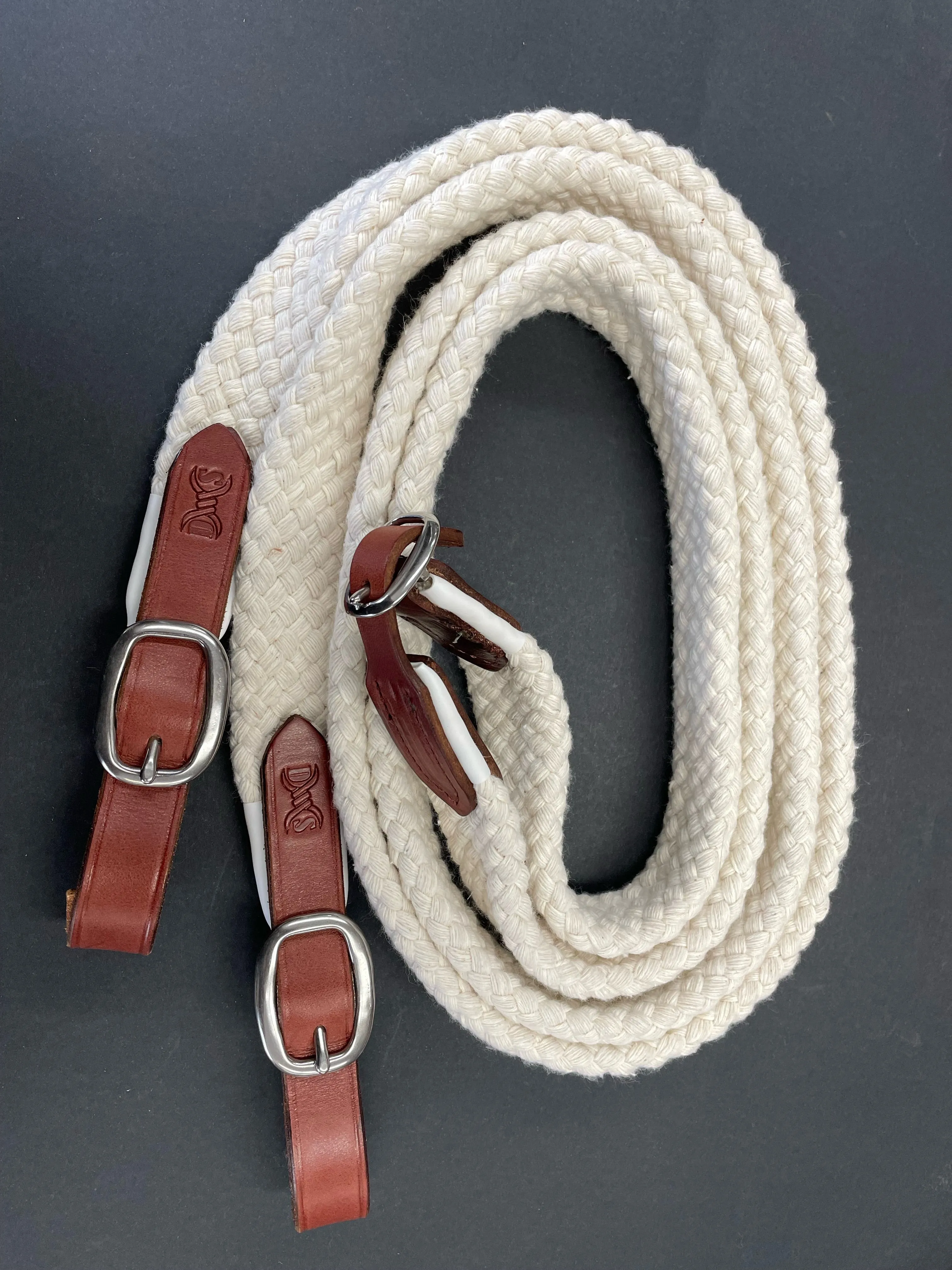 Drovers Saddlery Made Cotton Reins Joined