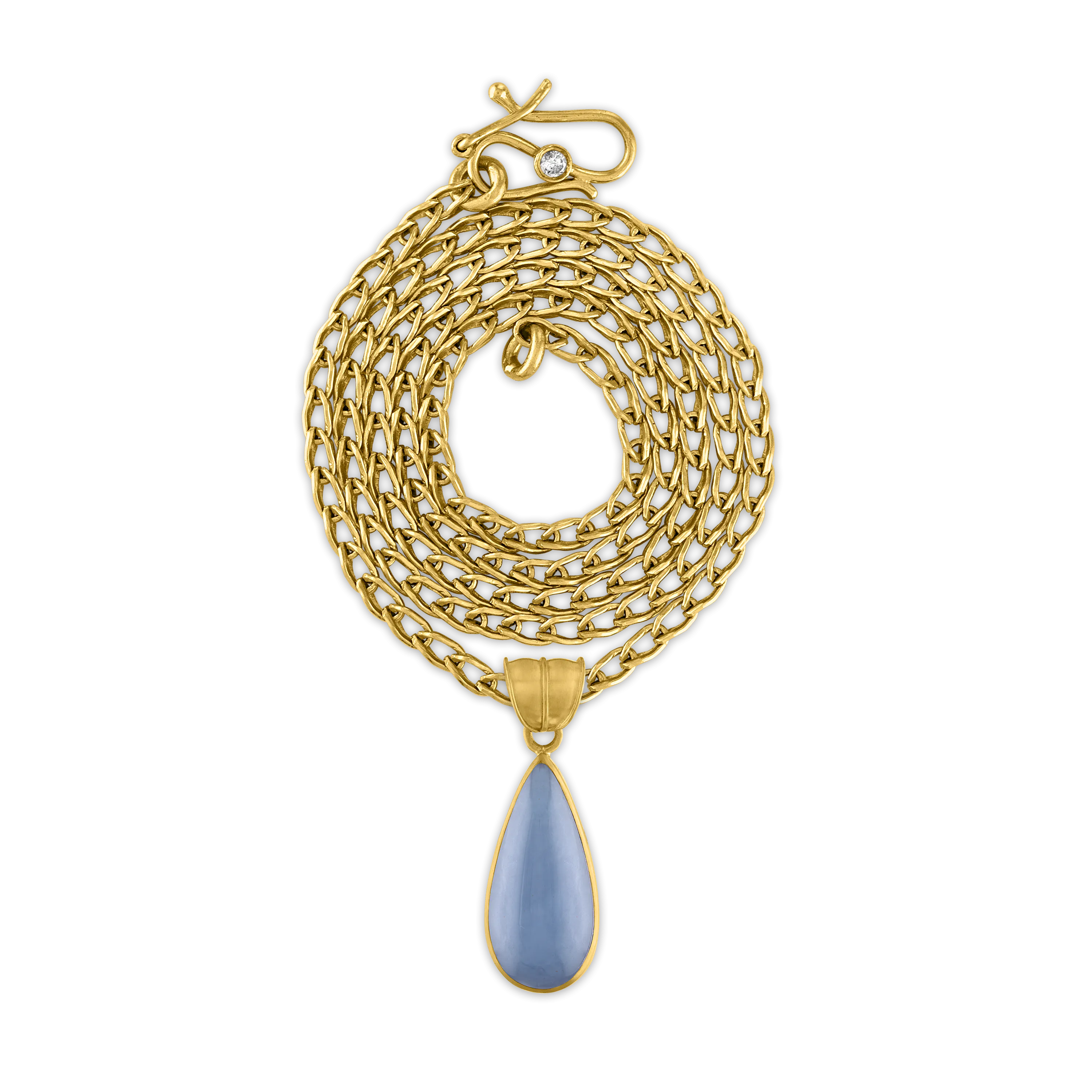 Elongated Chalcedony Tear Pendant