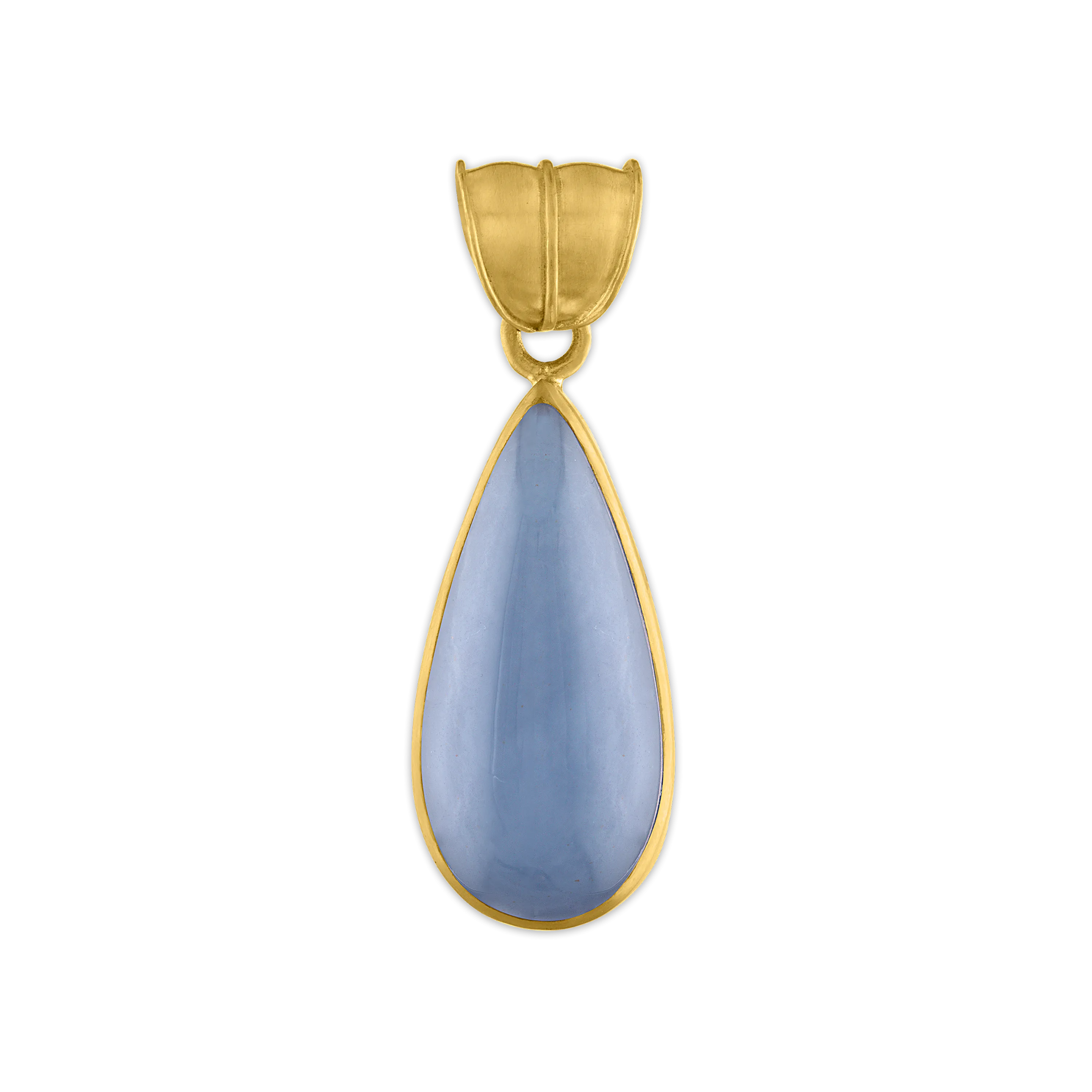 Elongated Chalcedony Tear Pendant