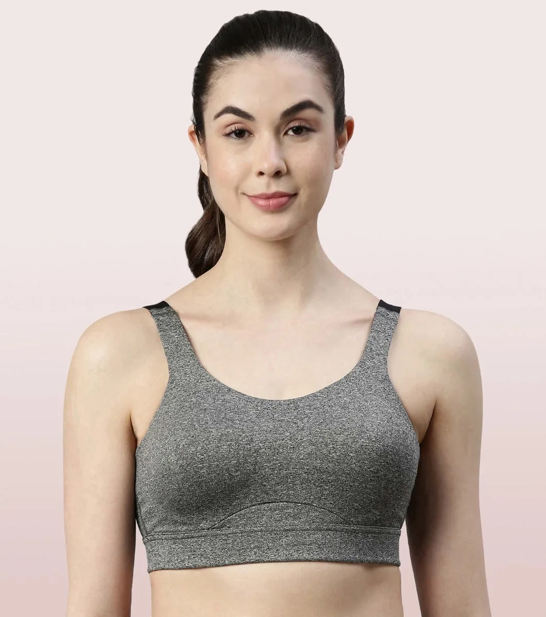 Enamor Agion SB18 Convertible Back High-Impact Sports Bra for Women- Full Coverage, Padded and Wirefree - Black