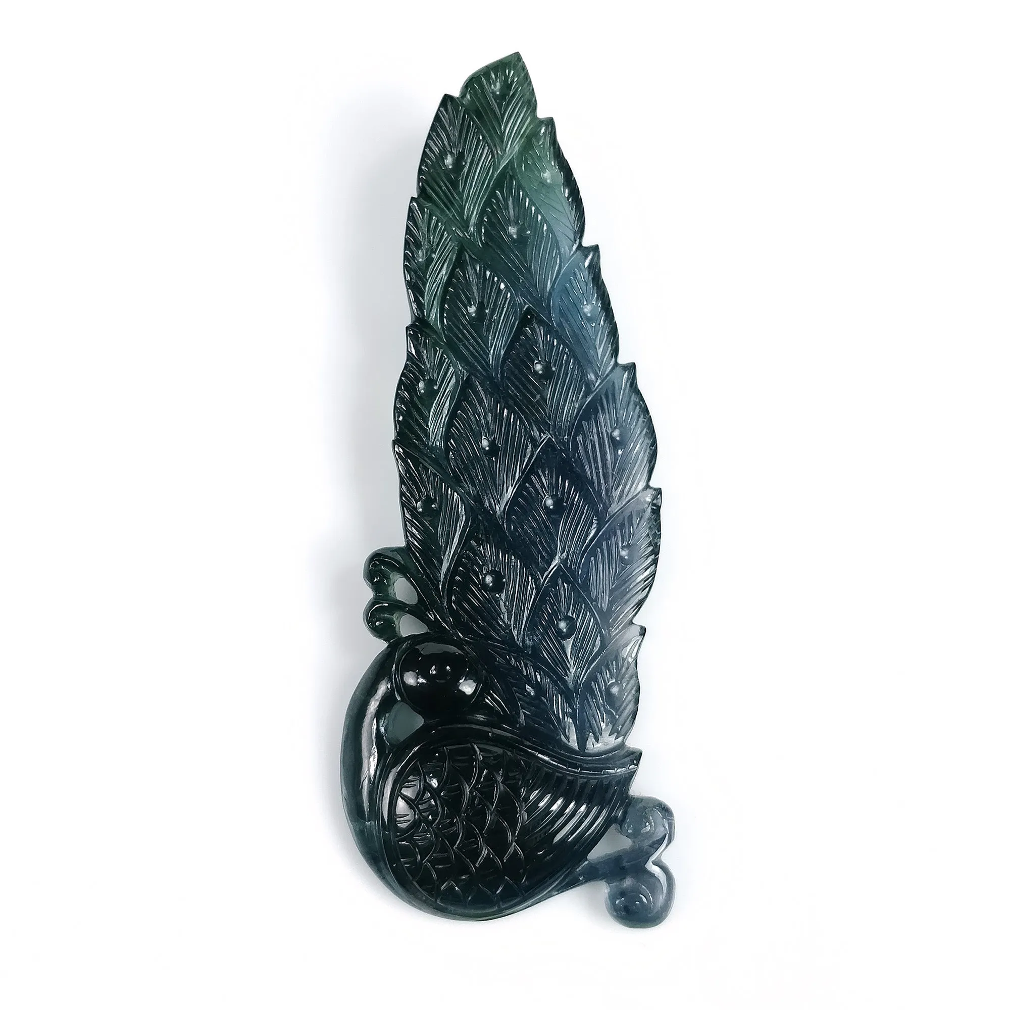 Exclusive GREEN TOURMALINE Gemstone Carving : 93.00cts Natural Untreated Tourmaline Hand Carved PEACOCK 75*28mm*7(h)