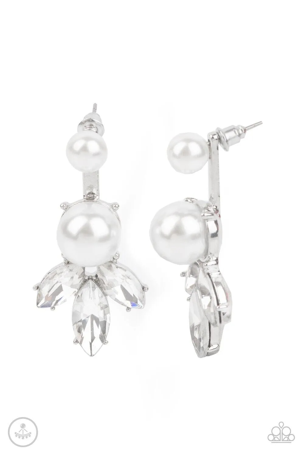 Extra Elite - White Post Earrings - Paparazzi Accessories