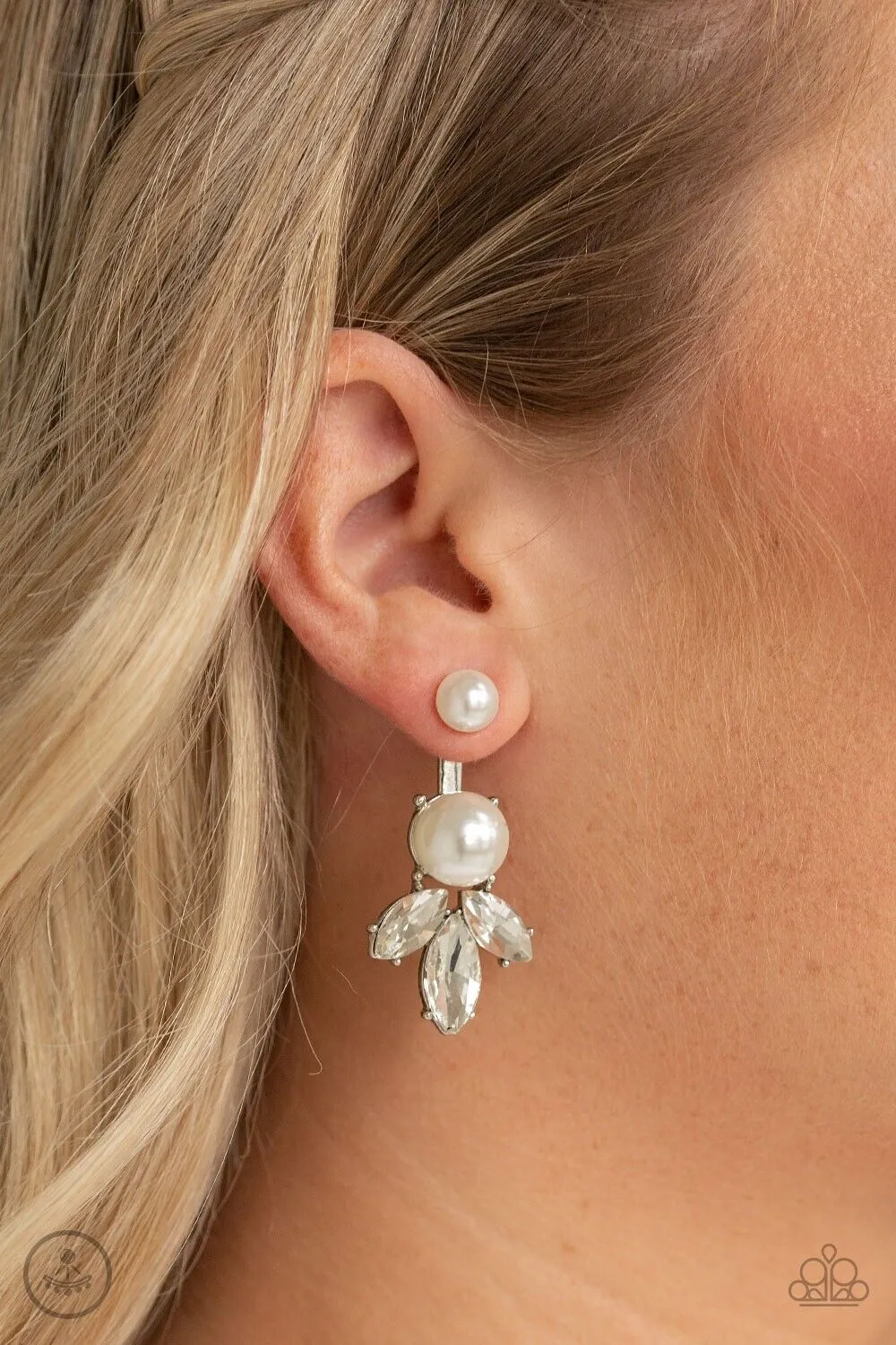 Extra Elite - White Post Earrings - Paparazzi Accessories