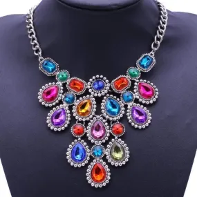 Eyes of the World Multi Crystal Statement Necklace