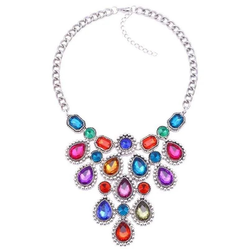 Eyes of the World Multi Crystal Statement Necklace