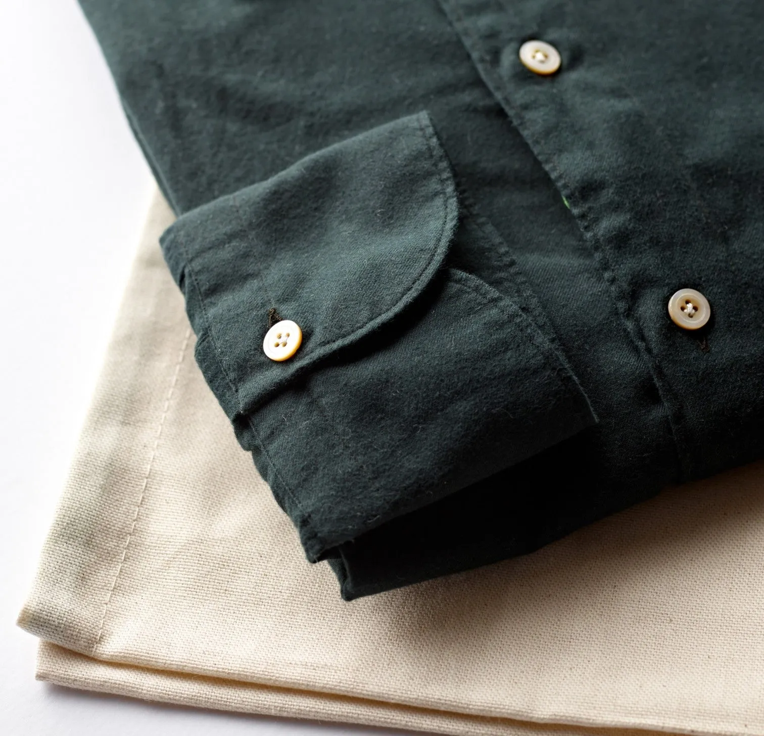 Finamore Cotton Flannel Forest Green Shirt