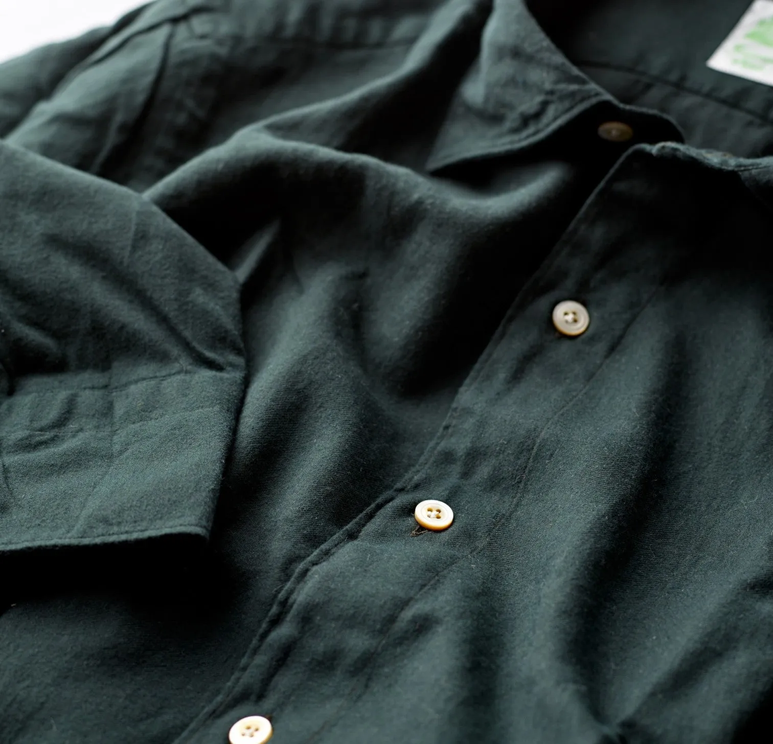 Finamore Cotton Flannel Forest Green Shirt