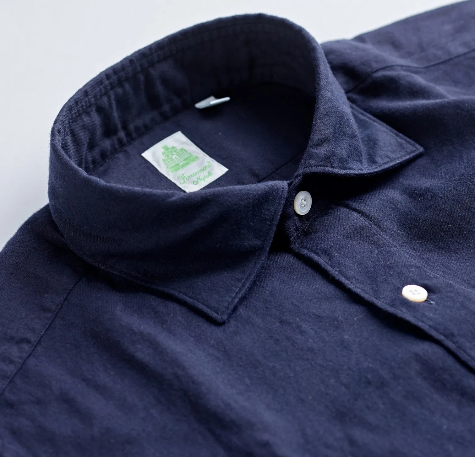 Finamore Cotton Flannel Navy Shirt