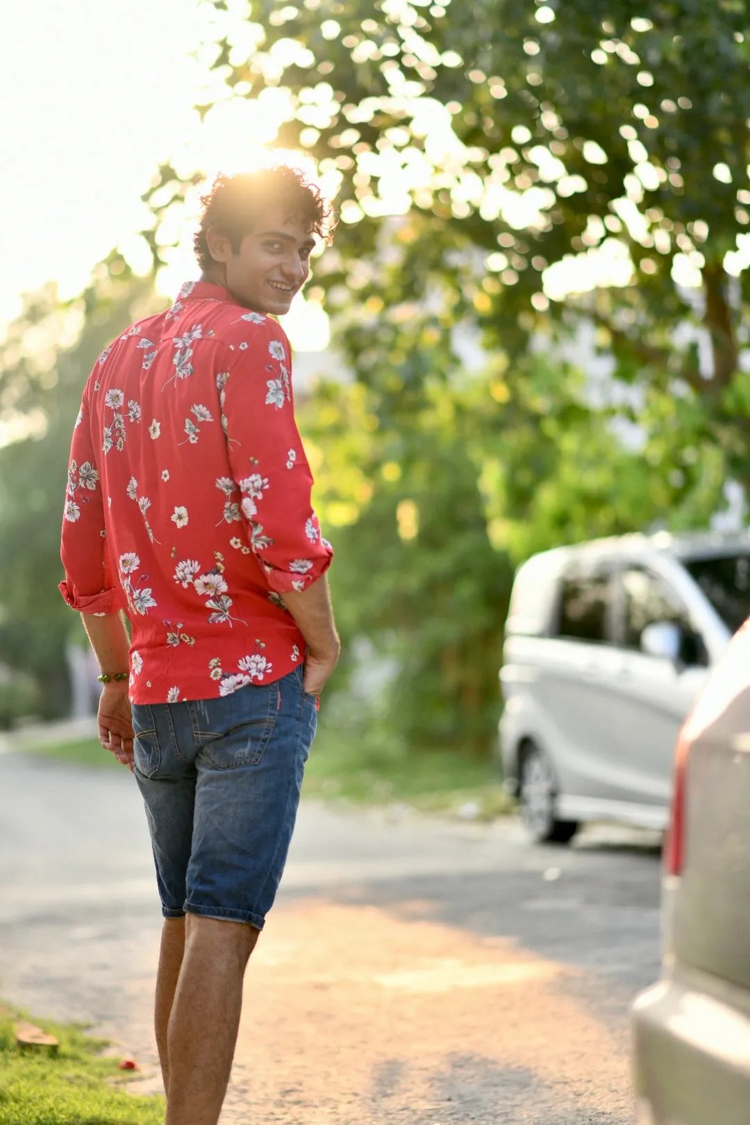 Floral Print Shirt - Red