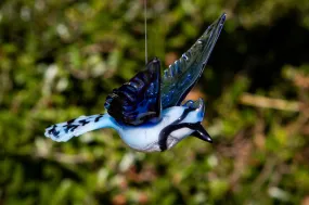 Flying Blue Jay with Cremation Ash