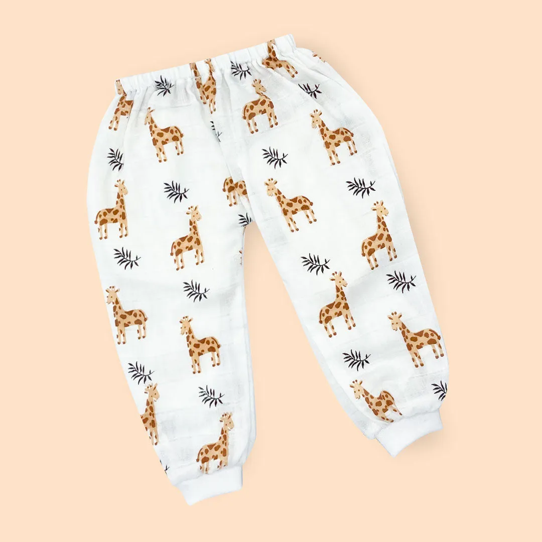 Full sleeve Jabla & Pants - Pyjama Set -100% Organic Muslin Cotton -Giraffe