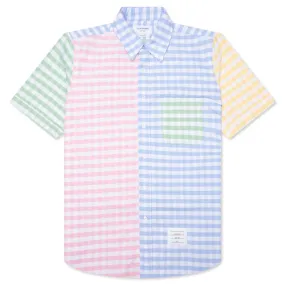 Fun-Mix Gingham S/S Shirt - Light Blue